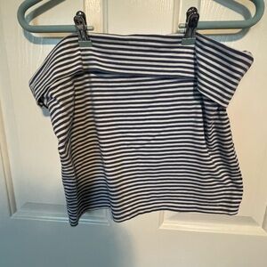 American Eagle Outfitters Black and White Sailor Collar Boxy Blouse